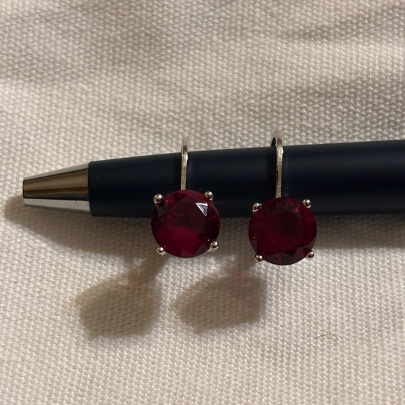Jewelry - Red and Silver Gemstone Earrings